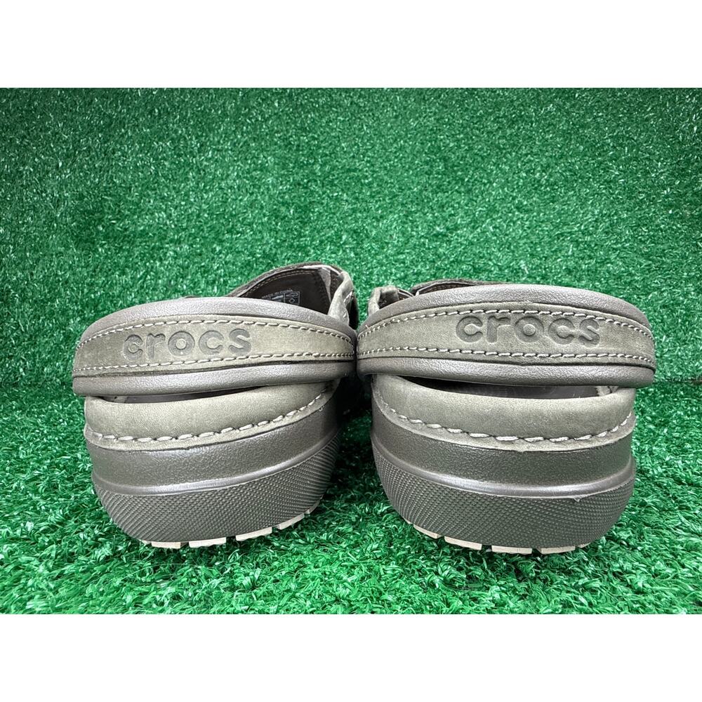 CROCS Mesa Herren Clogs Mens 10 Brown Leather Slip On Shoes Casual Travel - Picture 5 of 8